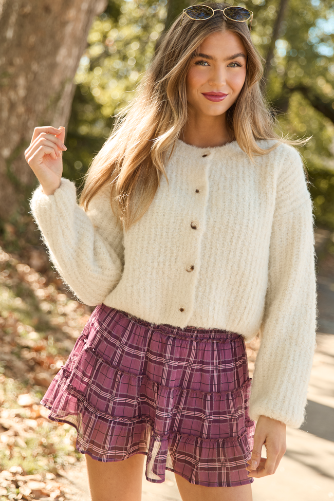 Taye Ivory Chunky Boucle Cardigan