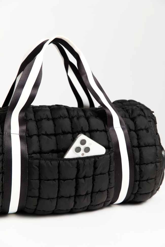 Haylie Active State Black Quilted Duffle Bag
