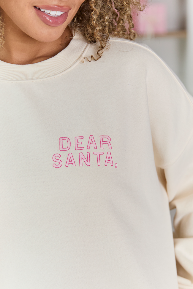 Dear Santa Cream Graphic Sweatshirt