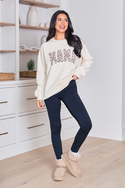 Mama Leopard Cream Graphic Sweatshirt