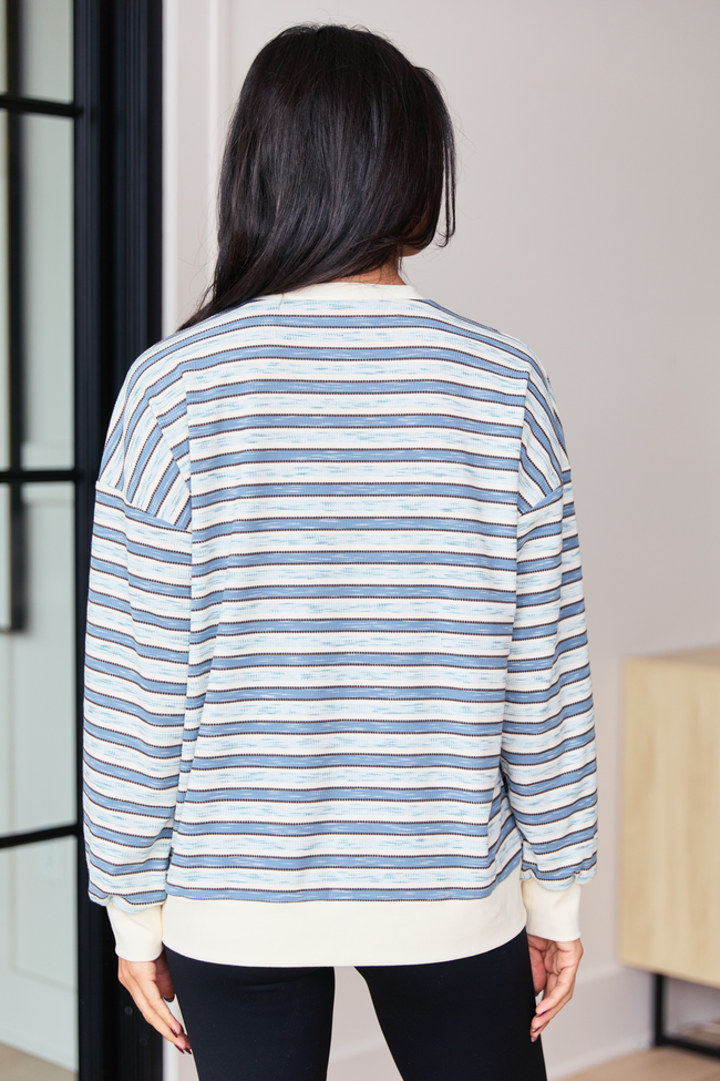 Stevie Blue Stripe Crewneck Sweater SALE