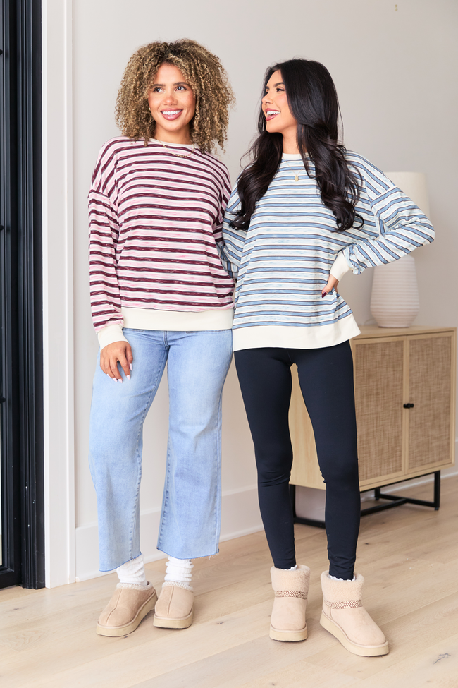 Stevie Blue Stripe Crewneck Sweater SALE