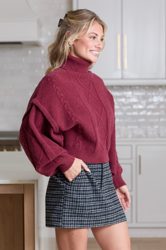 Lindy Burgundy Turtleneck Sweater