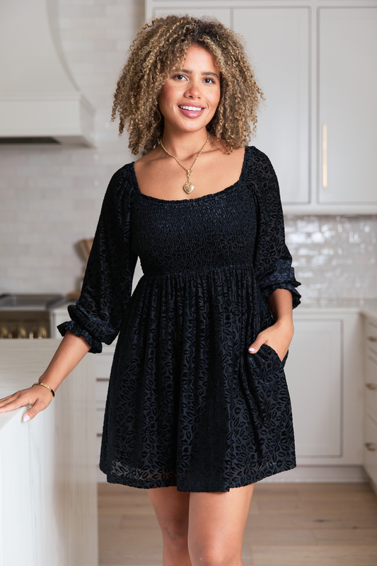 Evie Black Animal Print Velvet Burnout Mini Dress