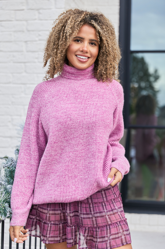 Jameson Heathered Magenta Turtleneck Sweater SALE