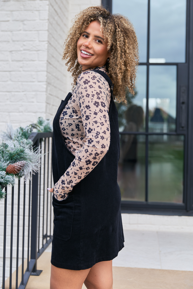 Chase Black Corduroy Overall Dress