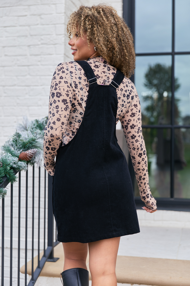 Chase Black Corduroy Overall Dress