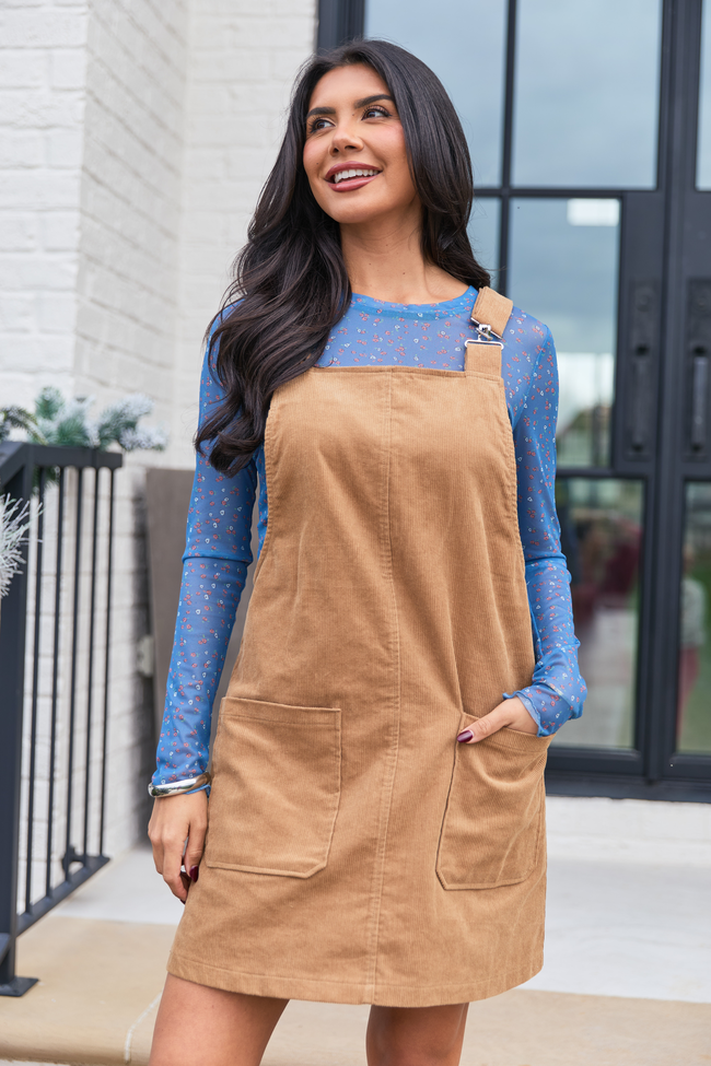 Chase Camel Corduroy Overall Dress