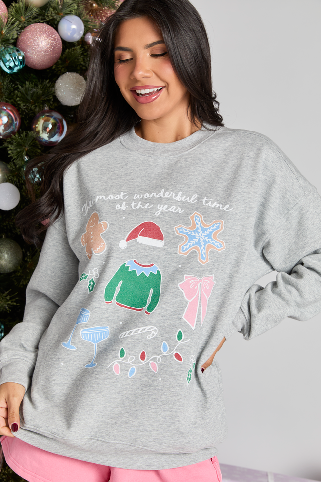 It's The Most Wonderful Time Of The Year Light Grey Graphic Sweatshirt