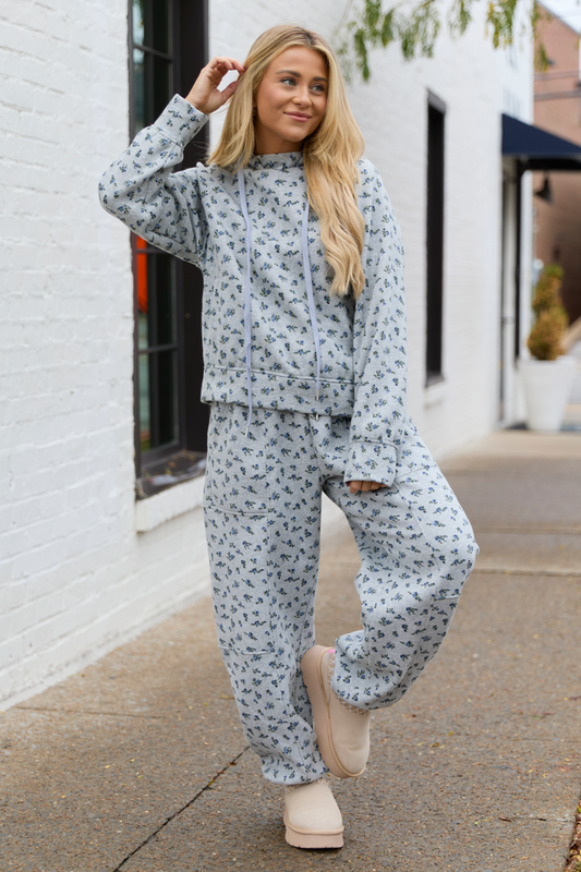 Jolie Grey Floral Sweatpants