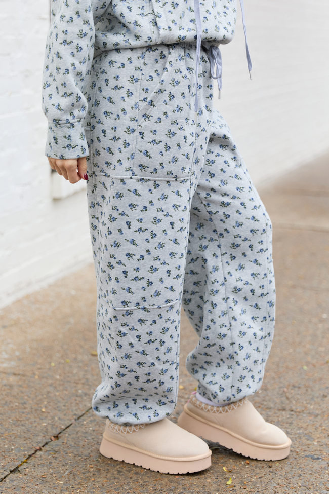Jolie Grey Floral Sweatpants