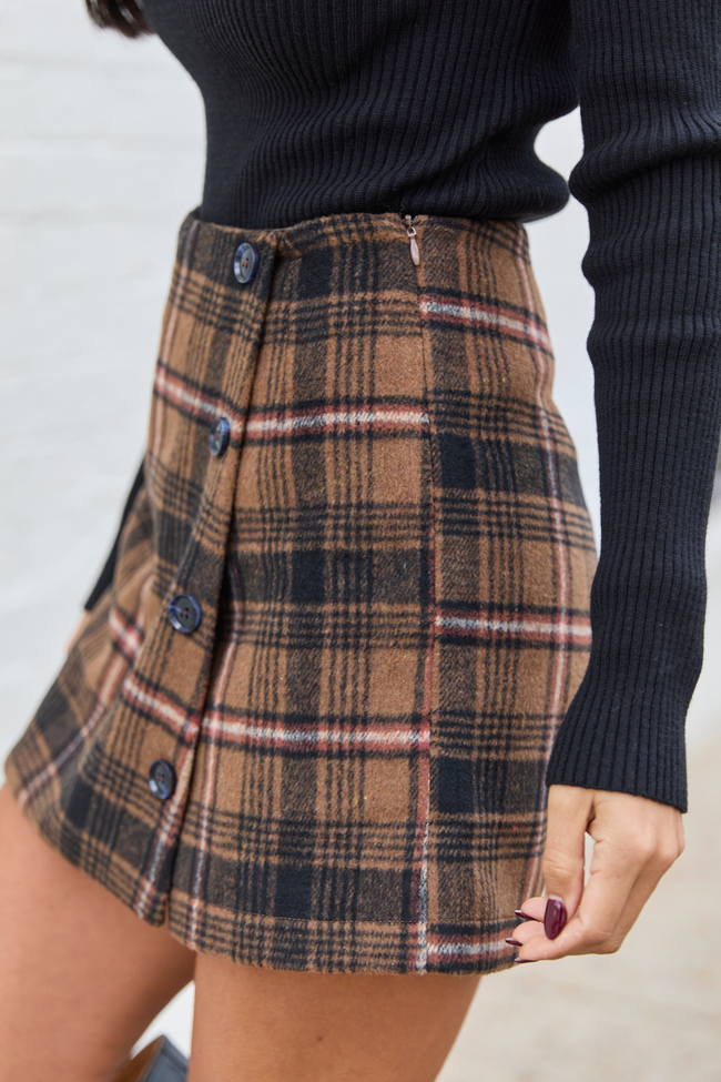 Remy Brown Plaid Skort