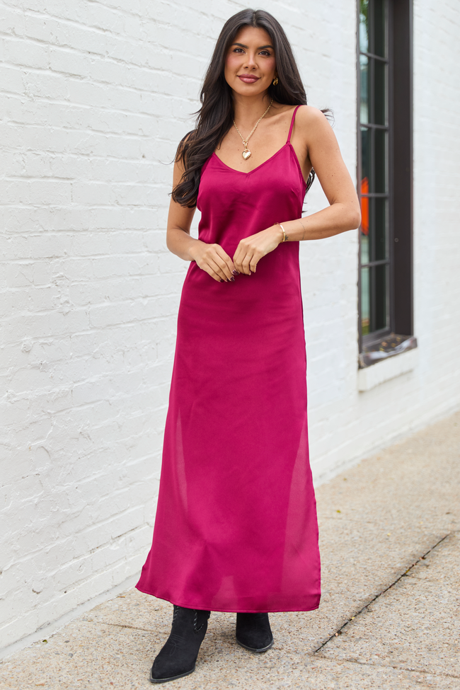 Allie Burgundy Slip Dress