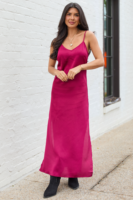 Allie Burgundy Slip Dress