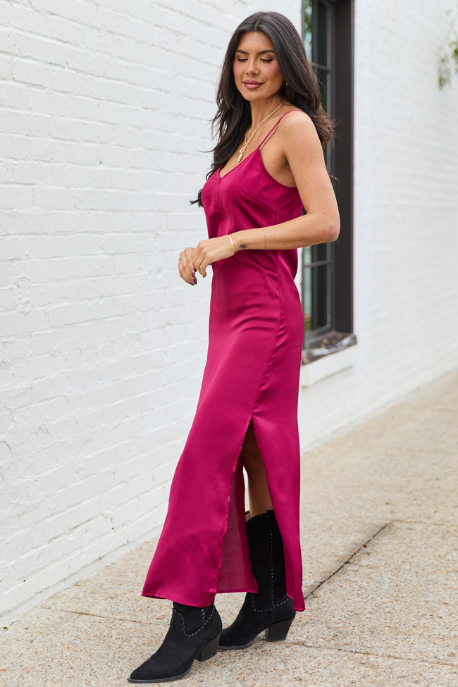 Allie Burgundy Slip Dress