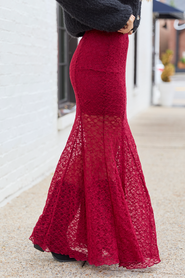 Tiana Burgundy Lace Maxi Skirt FINAL SALE