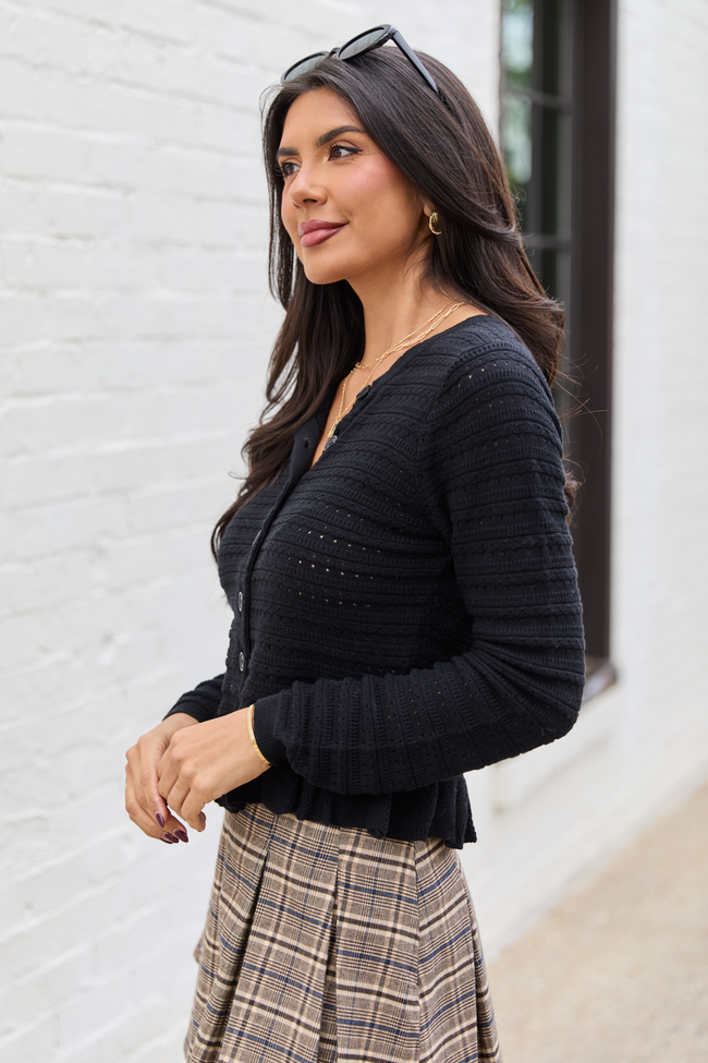 Lucinda Black Open Knit Cardigan