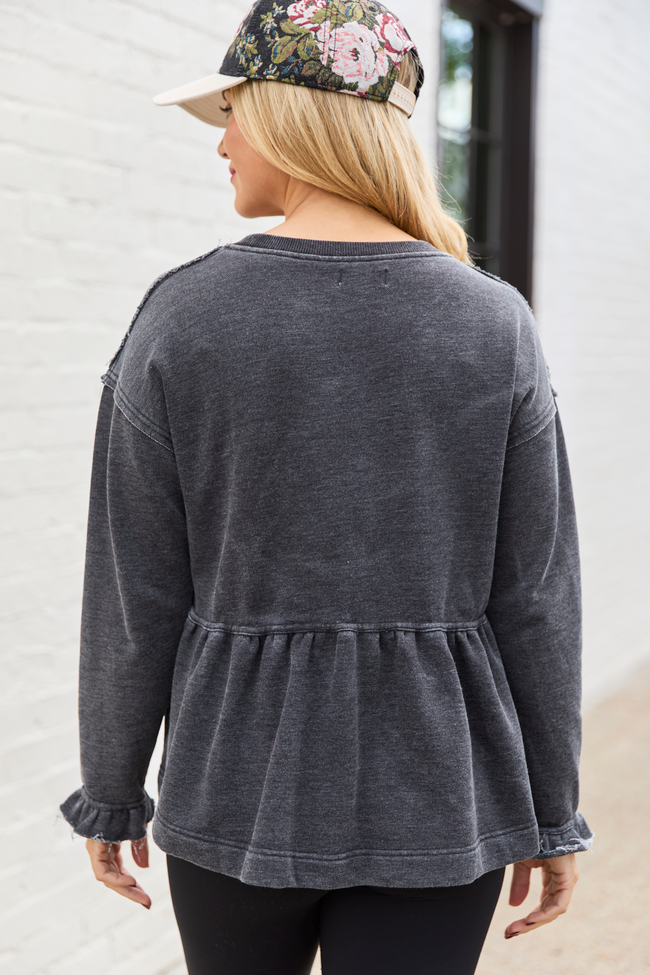 Steele Smokey Grey Tiered Long Sleeve Top