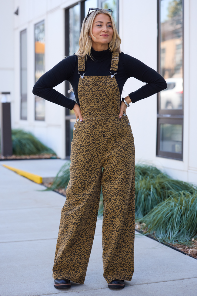 Brinley Leopard Denim Overalls