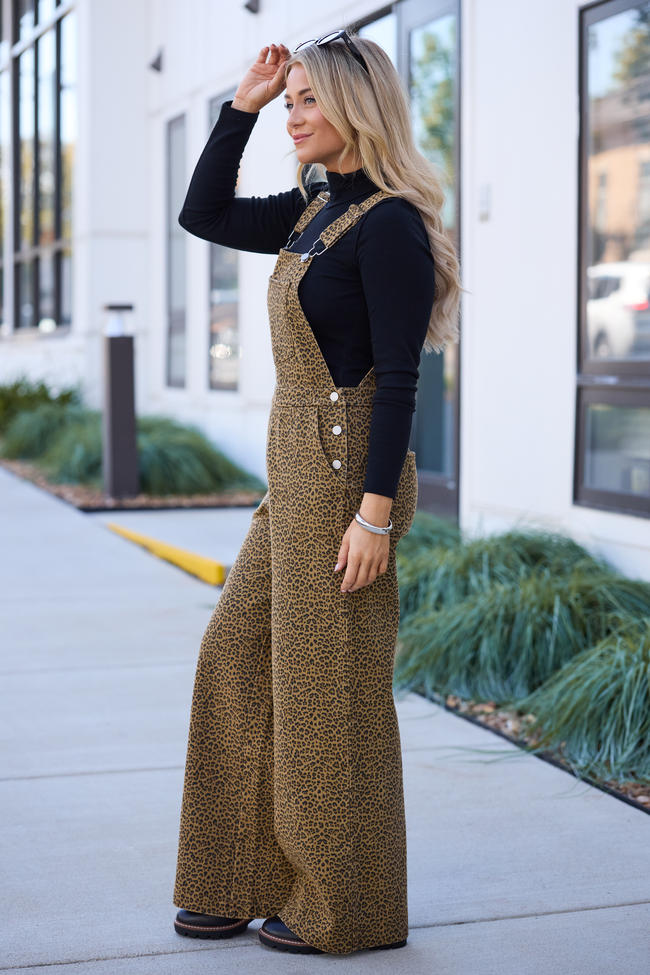 Brinley Leopard Denim Overalls