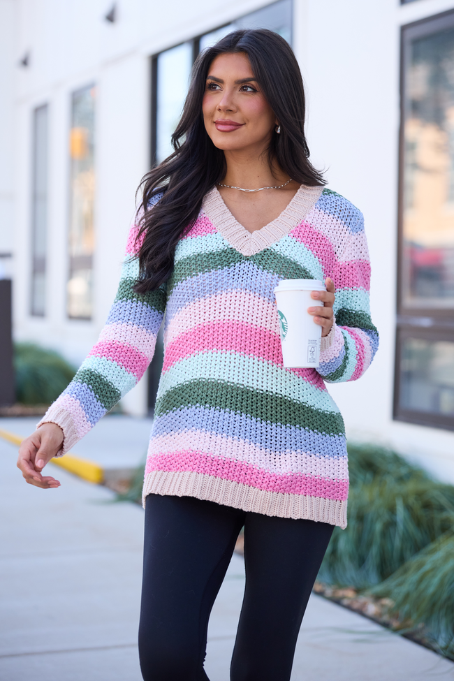 Georgie Multi Striped V-Neck Sweater SALE