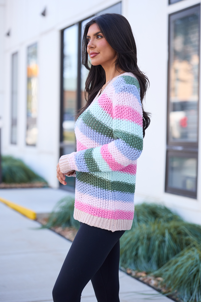 Georgie Multi Striped V-Neck Sweater SALE