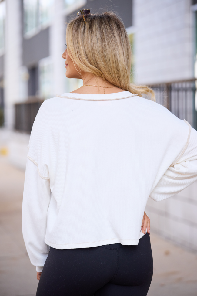 Miller Ivory V-Neck Long Sleeve Shirt SALE