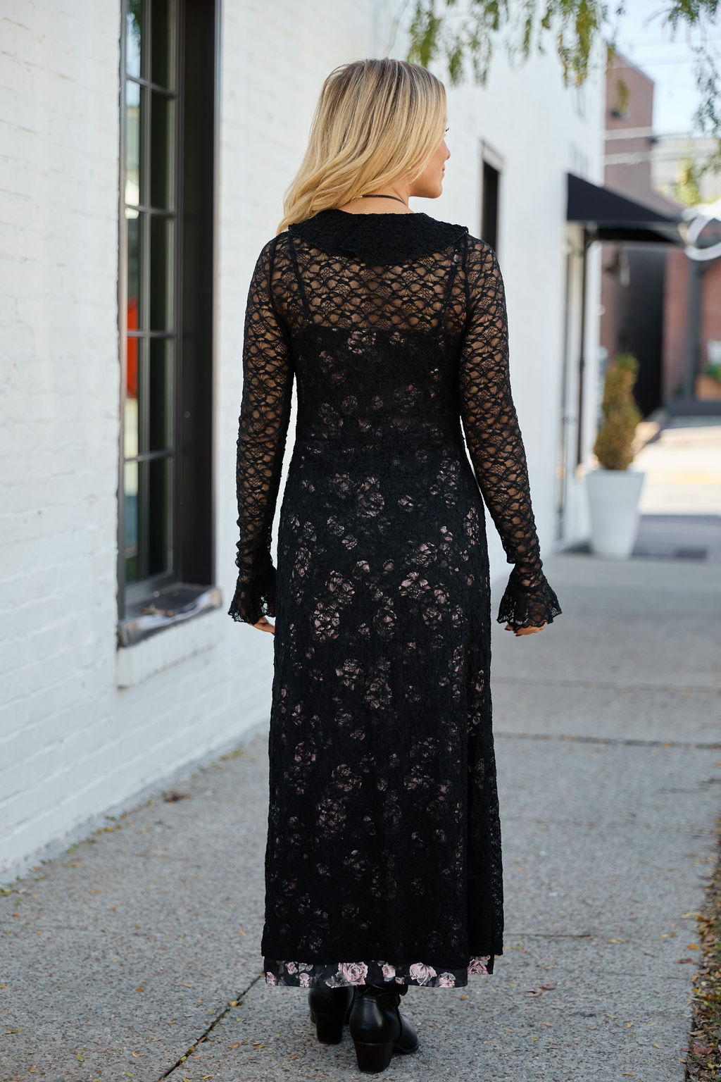 Winona Black Lace Mesh Maxi Duster Top SALE