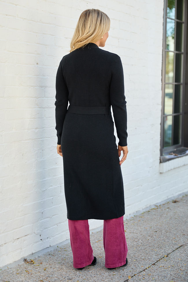 Norah Black Button Down with Tie Long Cardigan SALE