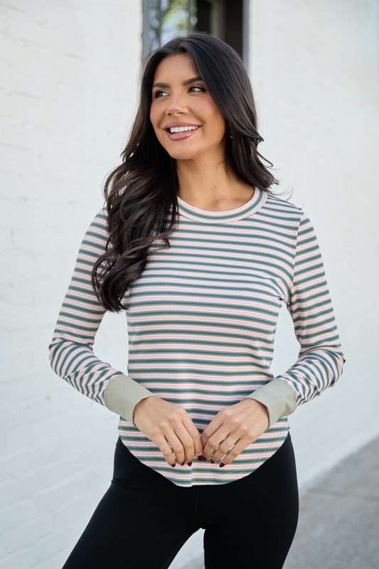 Camden Pink Multi Stripe Long Sleeve Top