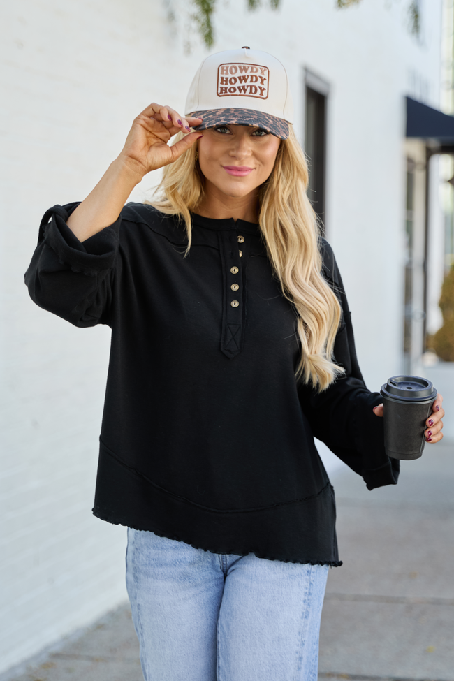 Dorie Black Oversized Henley SALE