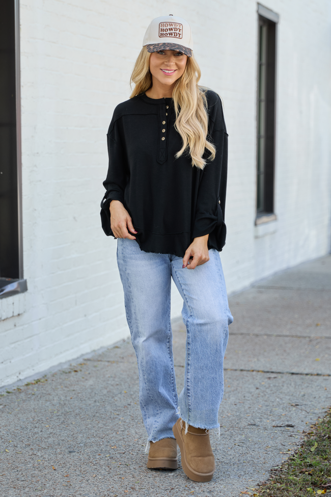 Dorie Black Oversized Henley SALE