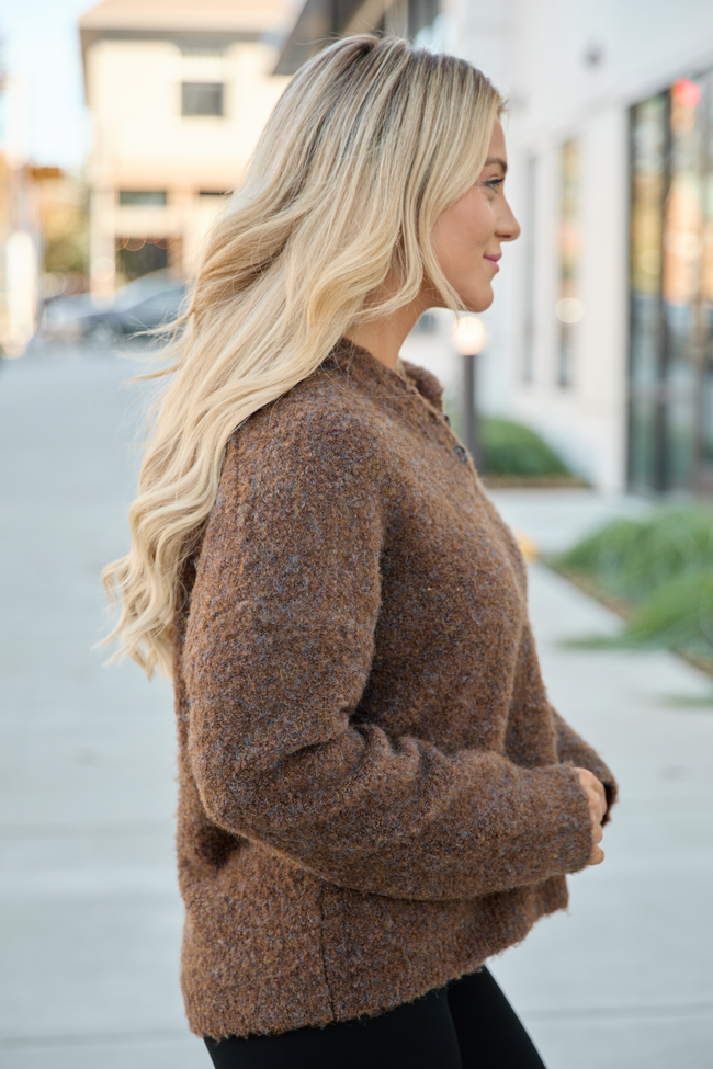 Leona Brown Hooded Buttoned Sweater SALE