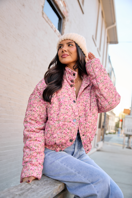 Rue Pink Floral Corduroy Jacket SALE