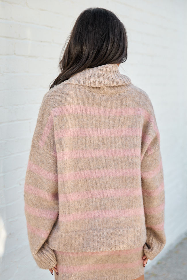 Steffy Pink Striped Cowl Neck Sweater SALE