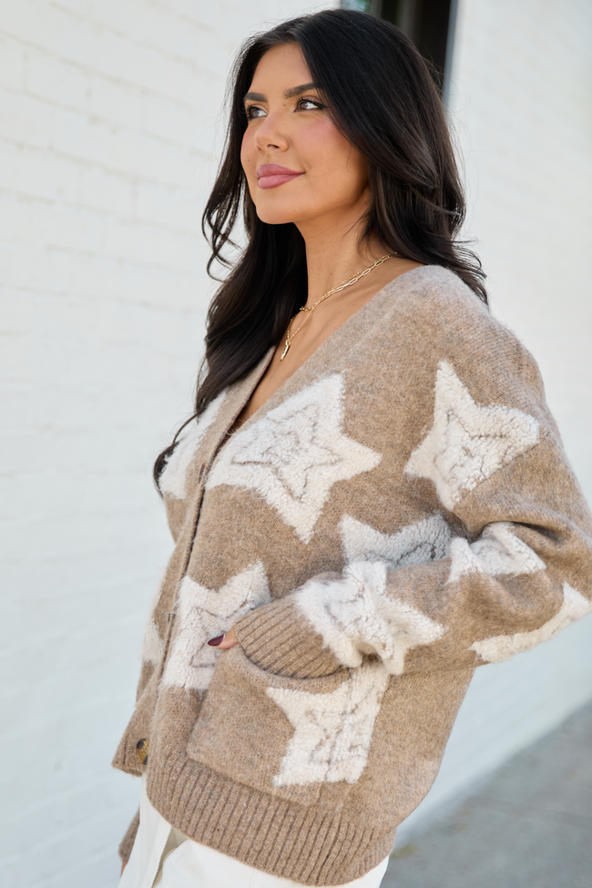 More Than Wishes Brown Star Cardigan SALE