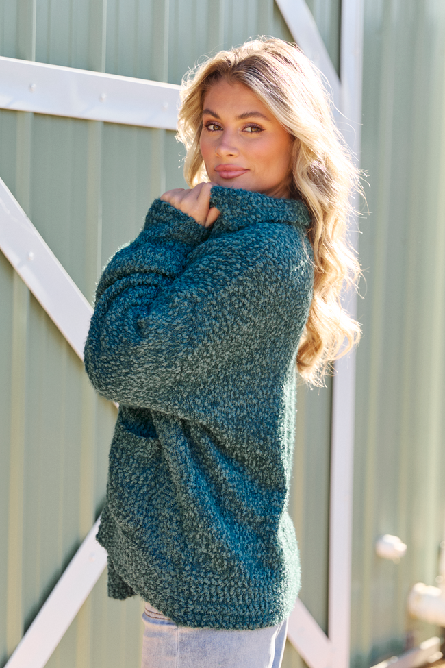 Marcella Teal Collared Boucle Cardigan SALE