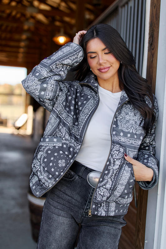 Kayla Bandana Print Puffer Coat SALE