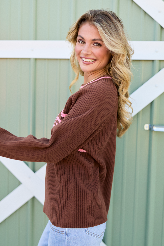 Delaney Brown And Pink Apres Rodeo Sweater SALE