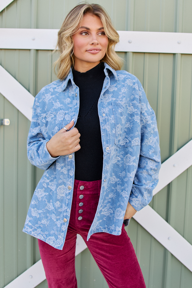 Alea Floral Denim Button Down Shirt