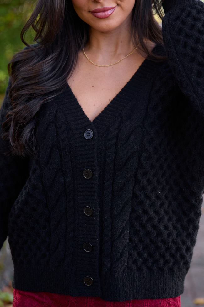 Louisa Black Cable Knit Cardigan SALE