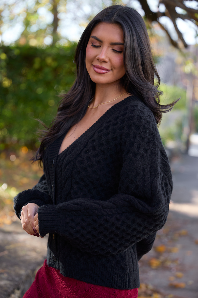 Louisa Black Cable Knit Cardigan SALE