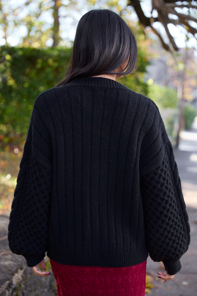 Louisa Black Cable Knit Cardigan SALE