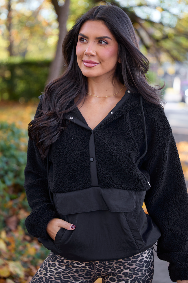 Belinda Black Fleece Pullover Jacket SALE