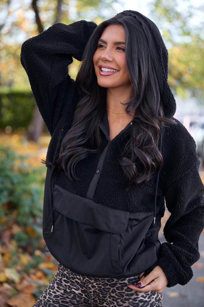Belinda Black Fleece Pullover Jacket SALE