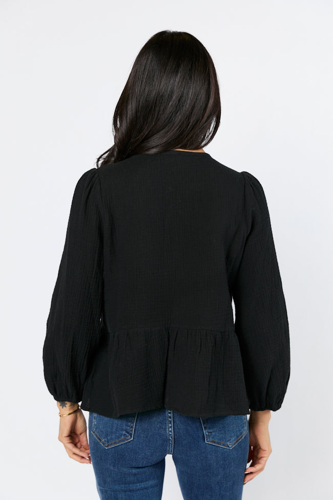 Close To Me Black Bow Detail Blouse FINAL SALE