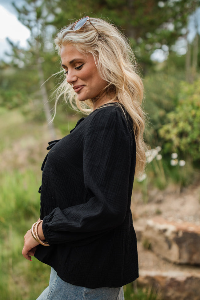 Close To Me Black Bow Detail Blouse FINAL SALE