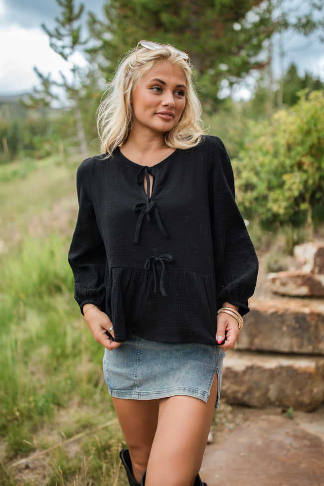 Close To Me Black Bow Detail Blouse FINAL SALE