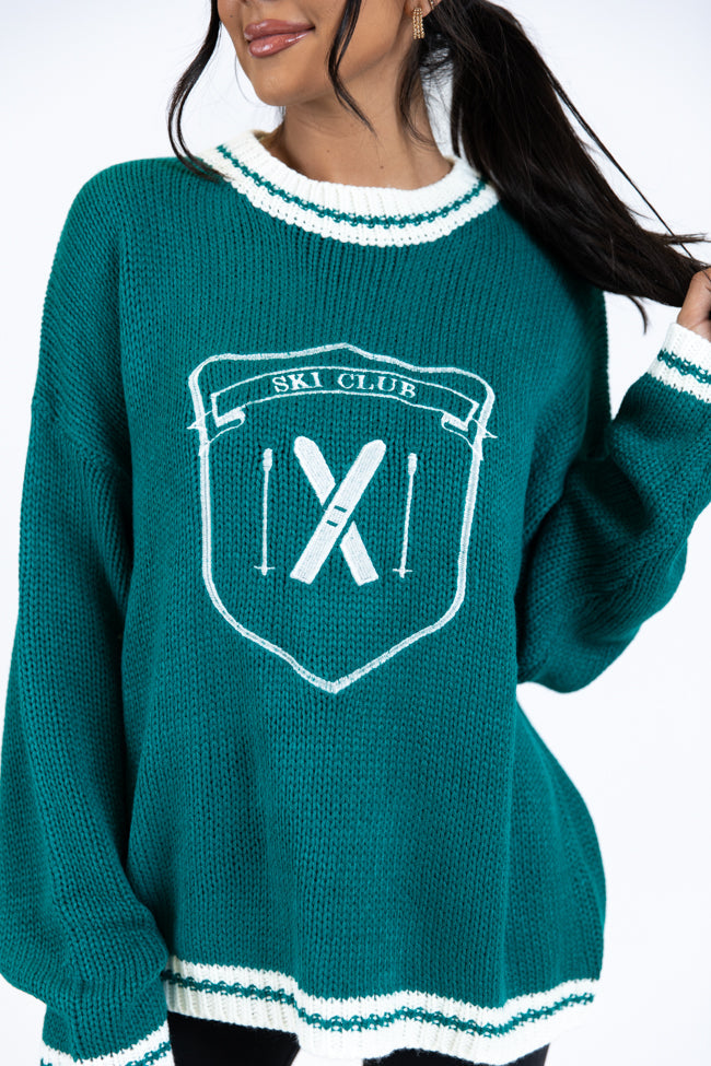 Ski Club Green and Ivory Embroidered Sweater SALE