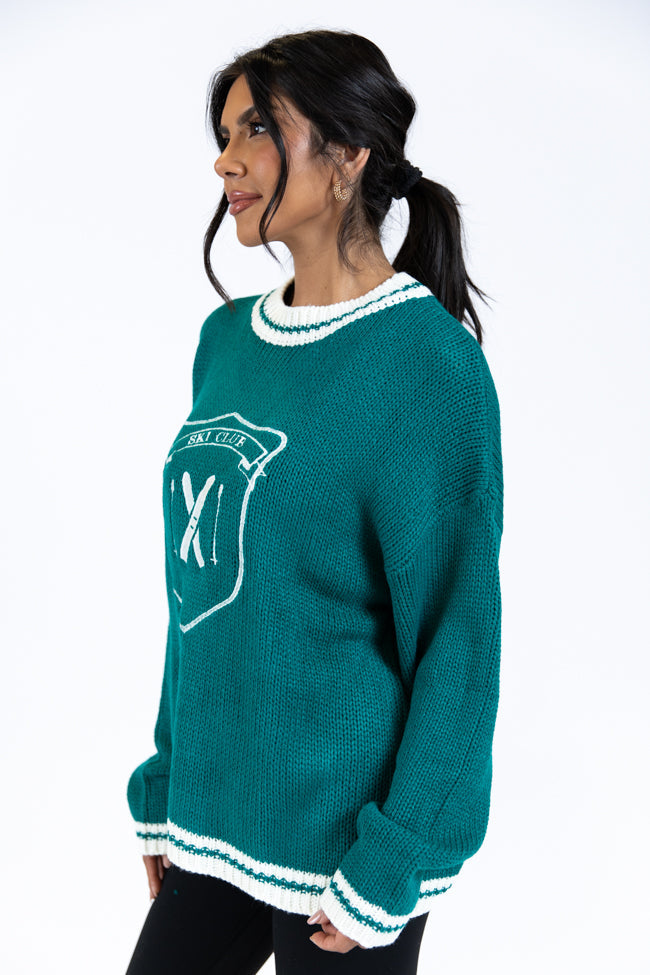 Ski Club Green and Ivory Embroidered Sweater SALE
